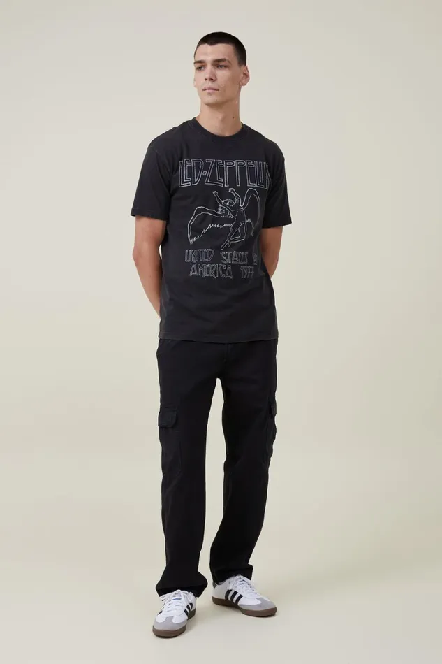Men Tees and Tanks Cotton On Premium Loose Fit Music TShirt Lcn Led Washed Blackled Zeppelinicarus Logo Men Tees and Tanks Cotton On Premium Loose Fit Music TShirt Lcn Led Washed Blackled Zeppelinicarus Logo