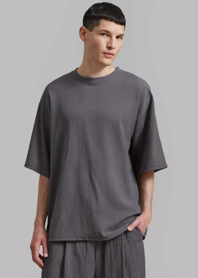 Men The Frankie Shop Eliott Crinkle Tee 8211 Charcoal Charcoal