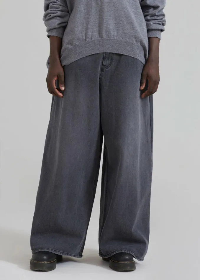 Men The Frankie Shop Sasha Men Wide Leg Jeans 8211 Dark Grey Dark Grey