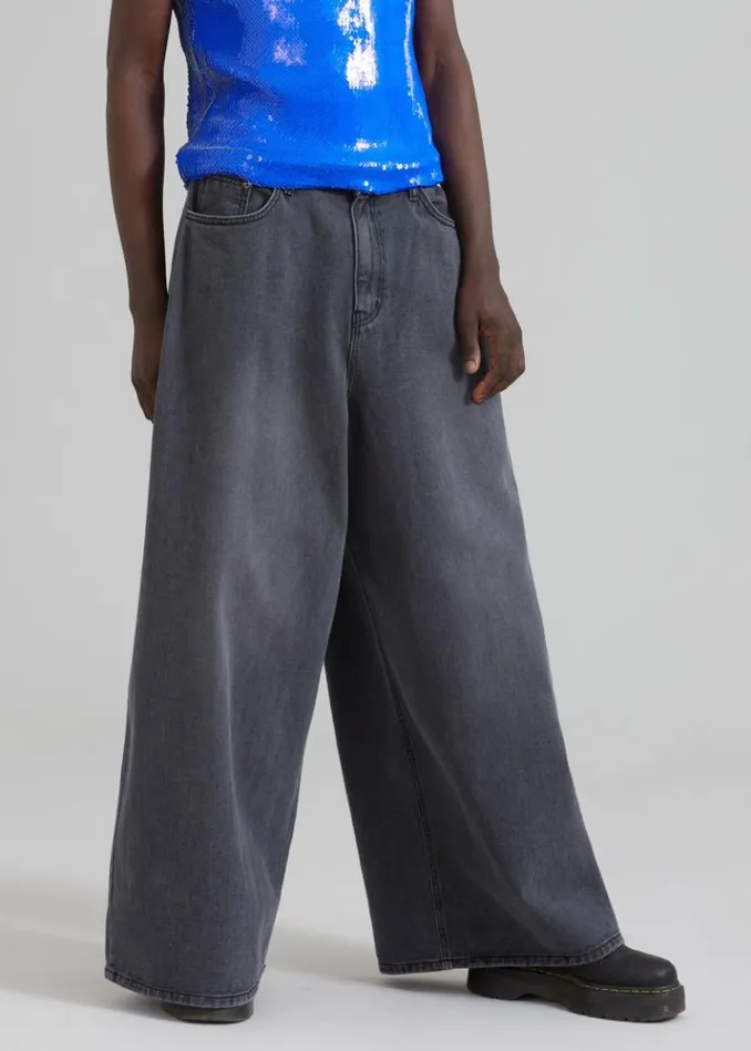 Men The Frankie Shop Sasha Men Wide Leg Jeans 8211 Dark Grey Dark Grey