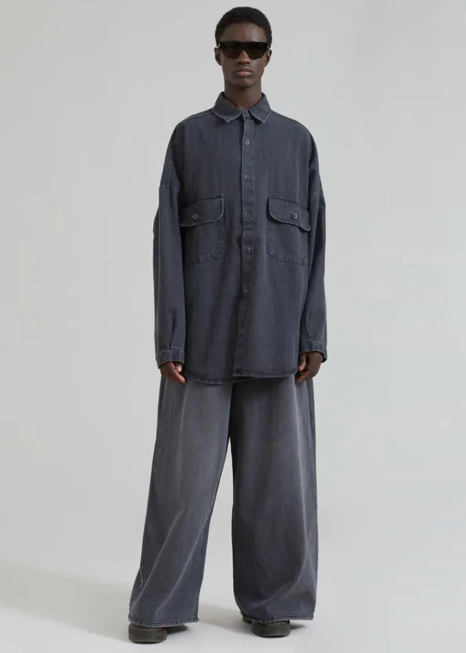 Men The Frankie Shop Sasha Men Wide Leg Jeans 8211 Dark Grey Dark Grey