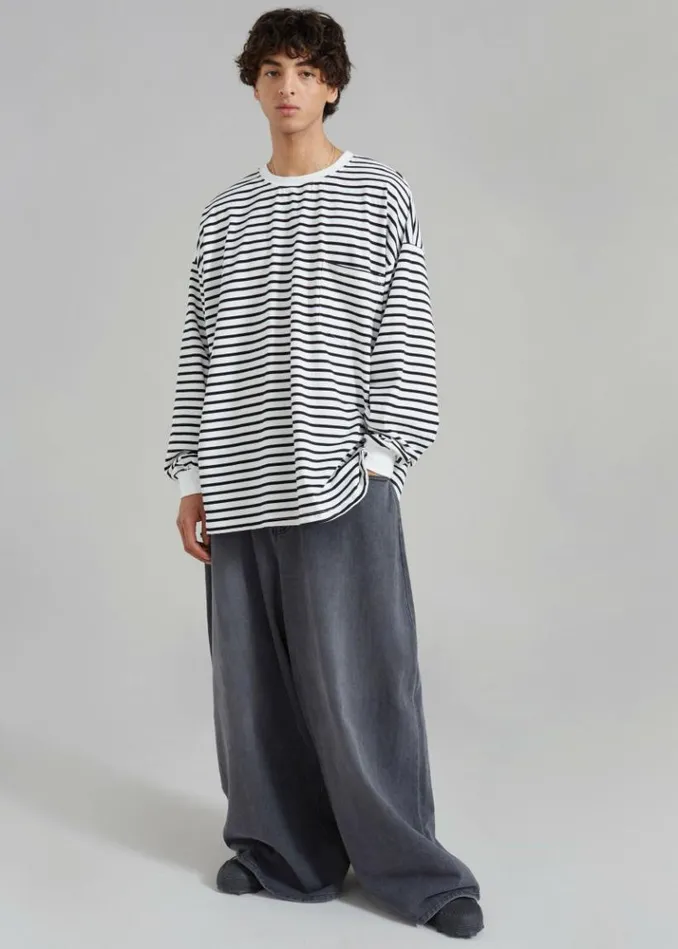 Men The Frankie Shop Sasha Men Wide Leg Jeans 8211 Dark Grey Dark Grey