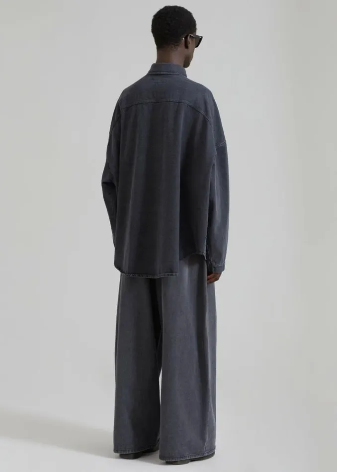 Men The Frankie Shop Sasha Men Wide Leg Jeans 8211 Dark Grey Dark Grey