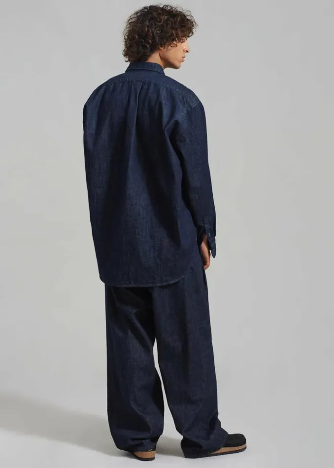 Men The Frankie Shop Sinclair Denim Shirt 8211 Raw Wash Raw Wash