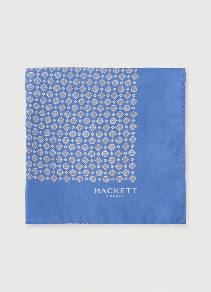 Men Ties and Pocket Squares Hackett London Silk Medallion Handkerchief Blue