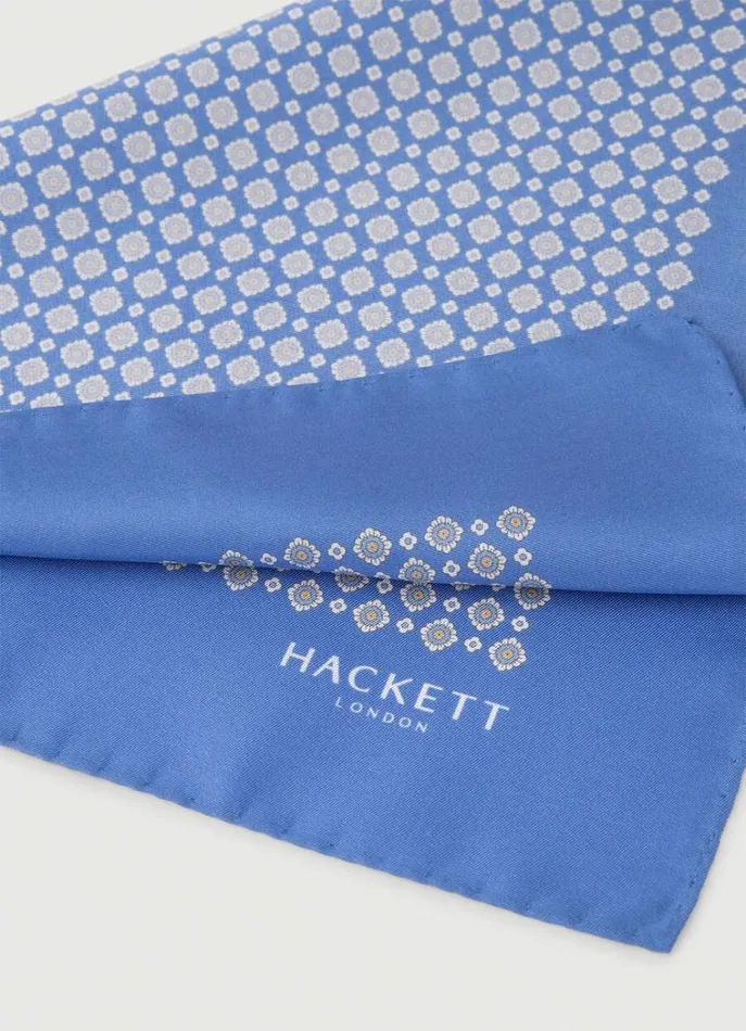 Men Ties and Pocket Squares Hackett London Silk Medallion Handkerchief Blue