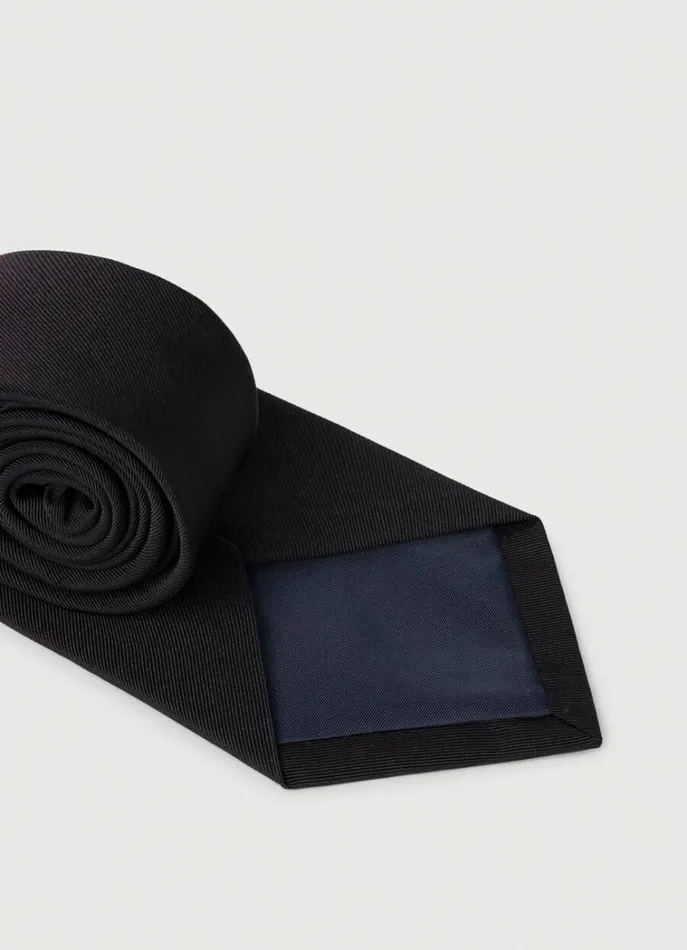 Men Ties and Pocket Squares Hackett London Solid Colour Silk Tie Black