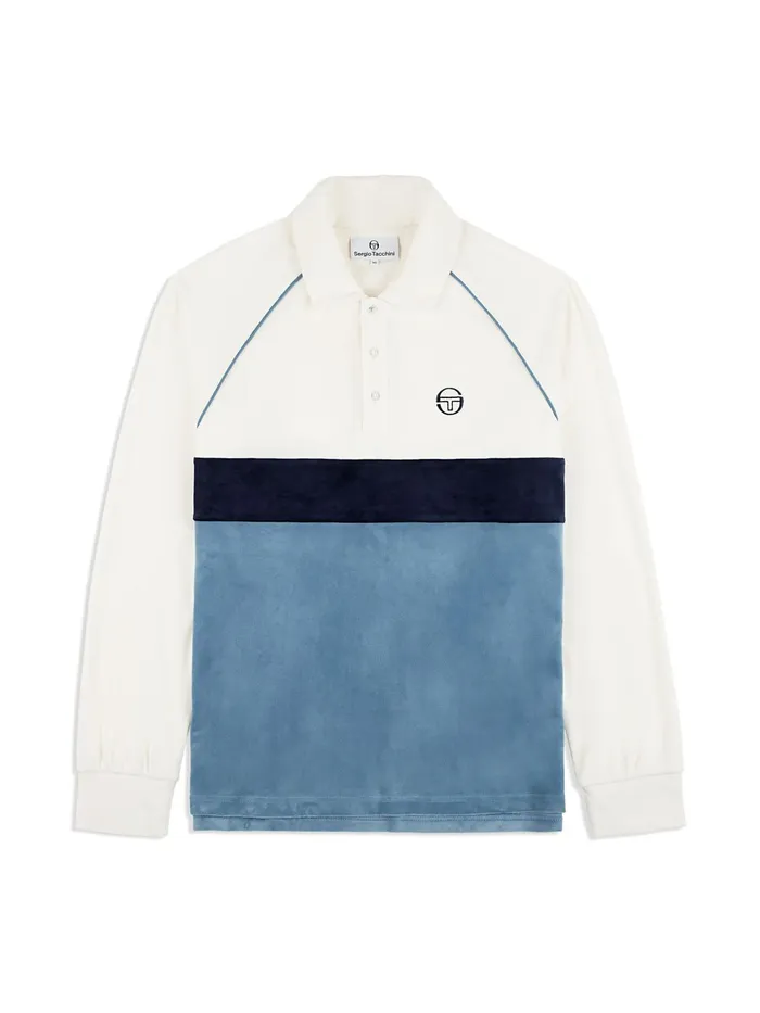 Men Velour Sergio Tacchini Noci Velour Long Sleeve Polo Gardenia