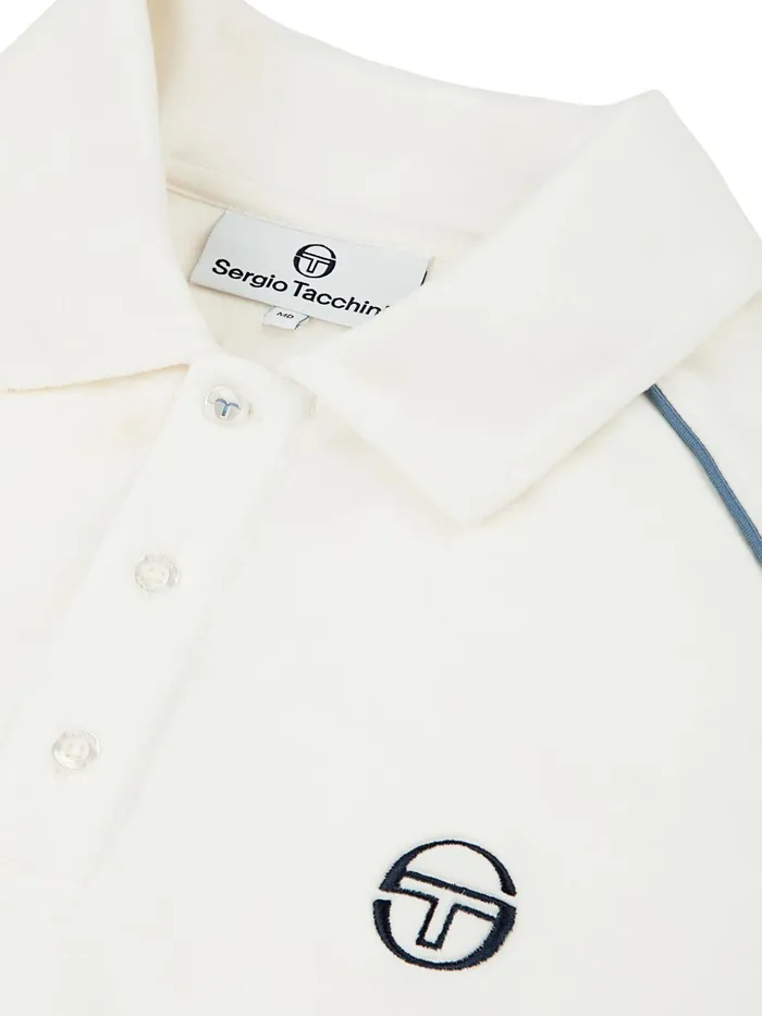 Men Velour Sergio Tacchini Noci Velour Long Sleeve Polo Gardenia