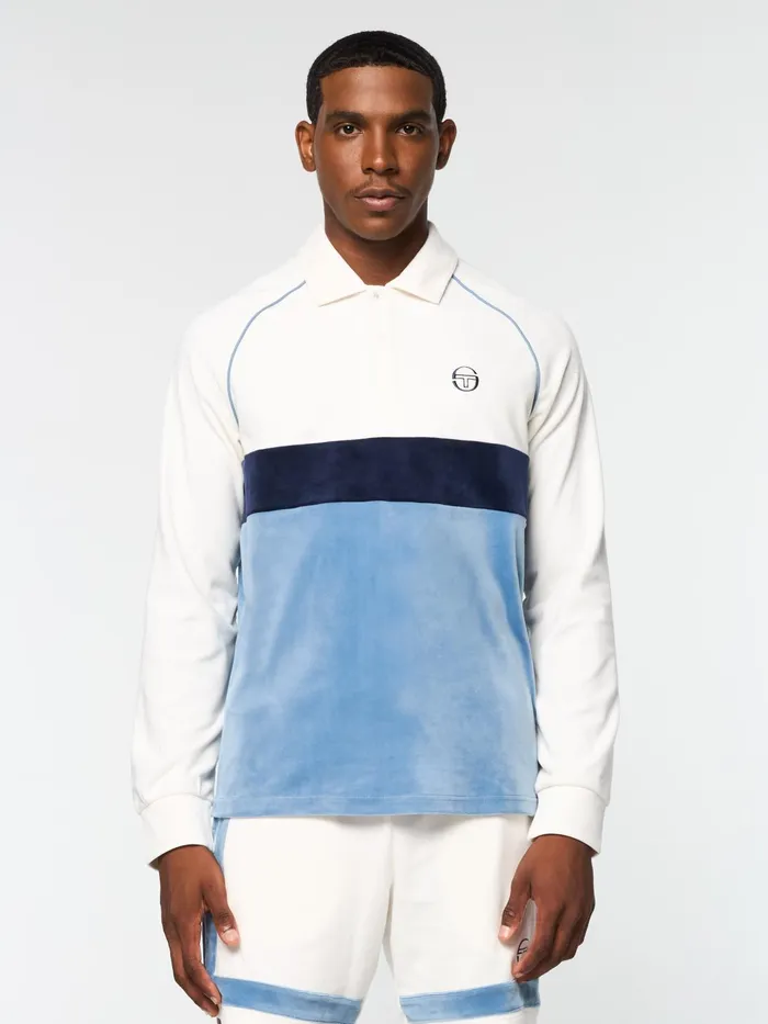 Men Velour Sergio Tacchini Noci Velour Long Sleeve Polo Gardenia