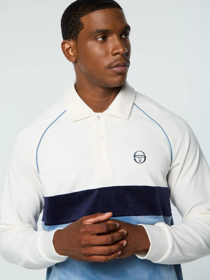 Men Velour Sergio Tacchini Noci Velour Long Sleeve Polo Gardenia