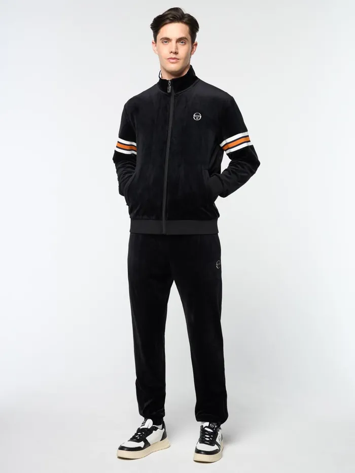 Men Velour Sergio Tacchini Ostuni Velour Track Jacket Black Beauty