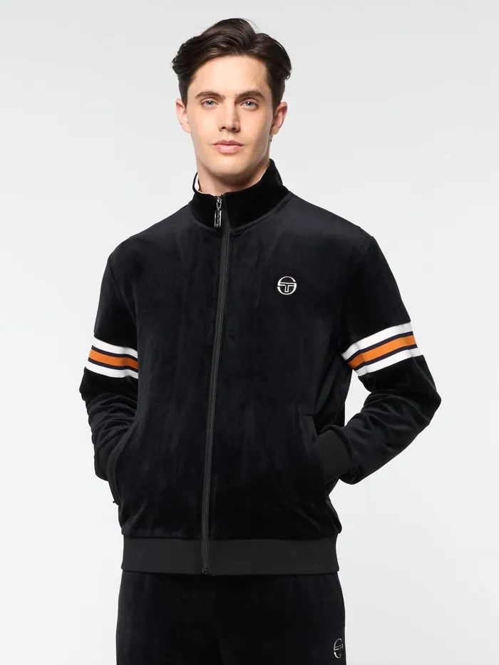 Men Velour Sergio Tacchini Ostuni Velour Track Jacket Black Beauty
