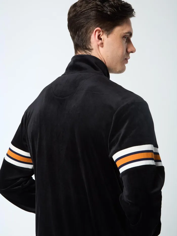 Men Velour Sergio Tacchini Ostuni Velour Track Jacket Black Beauty