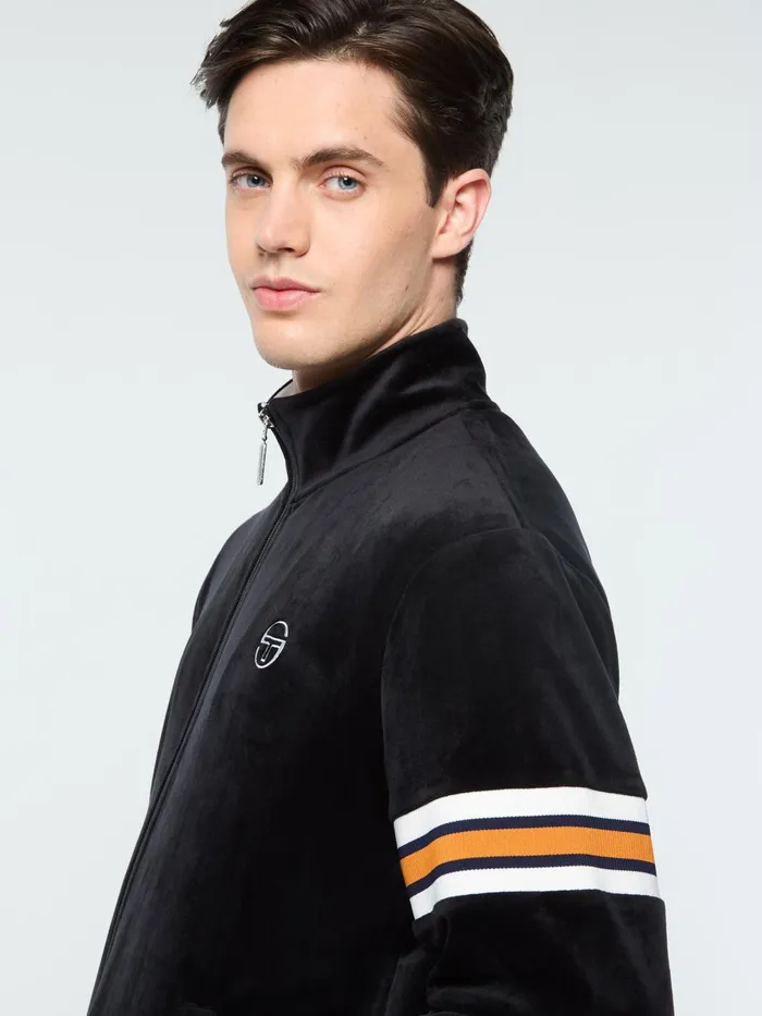 Men Velour Sergio Tacchini Ostuni Velour Track Jacket Black Beauty