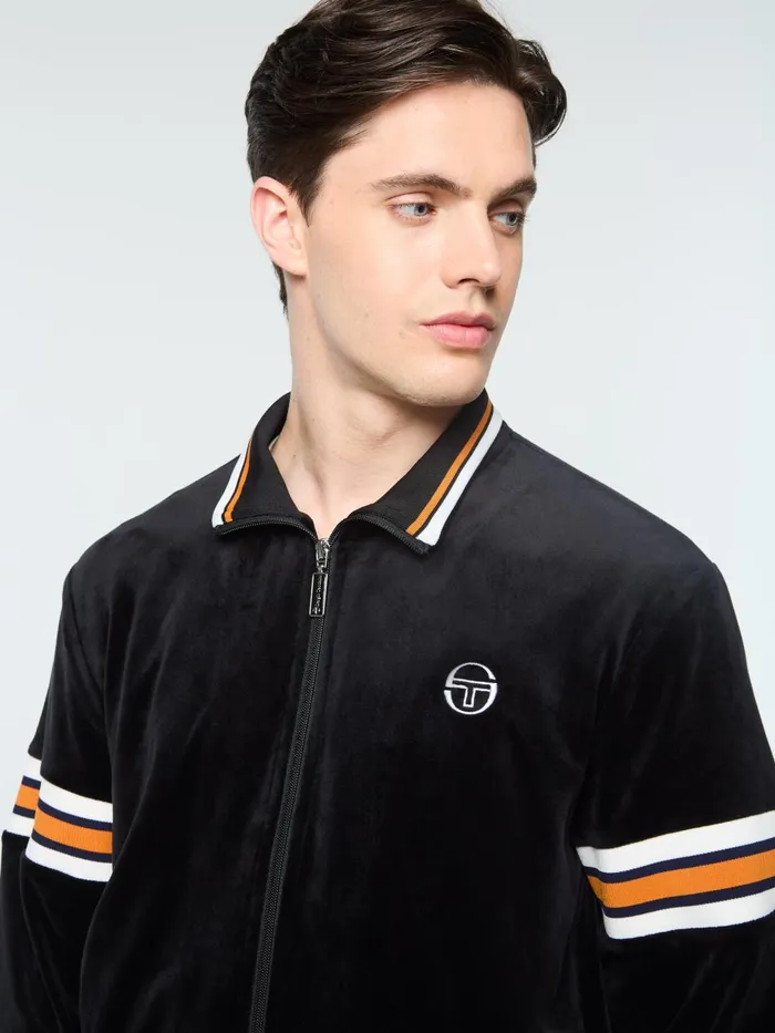 Men Velour Sergio Tacchini Ostuni Velour Track Jacket Black Beauty