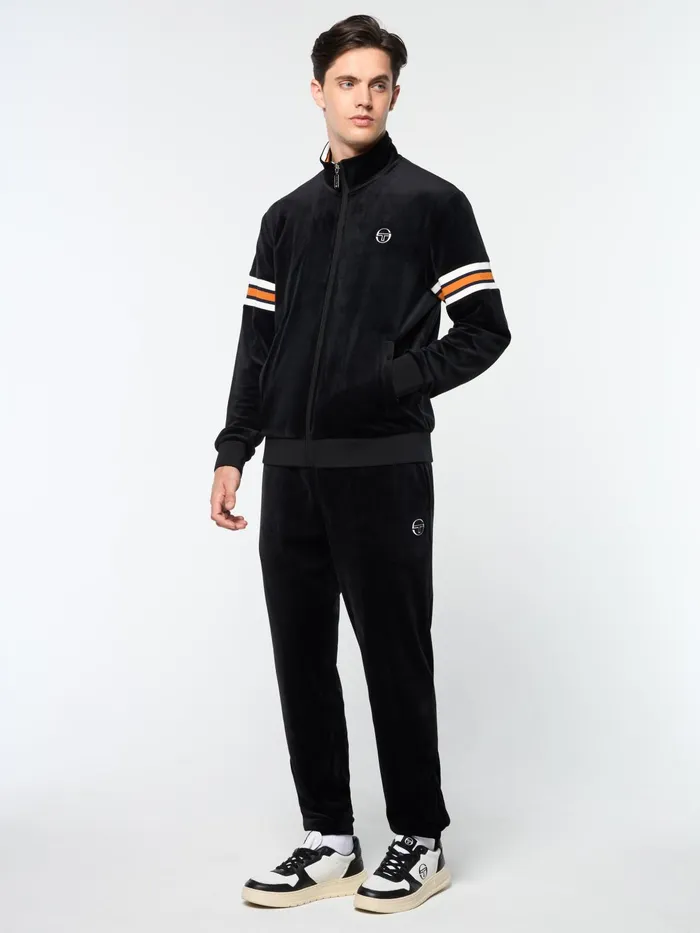 Men Velour Sergio Tacchini Ostuni Velour Track Jacket Black Beauty