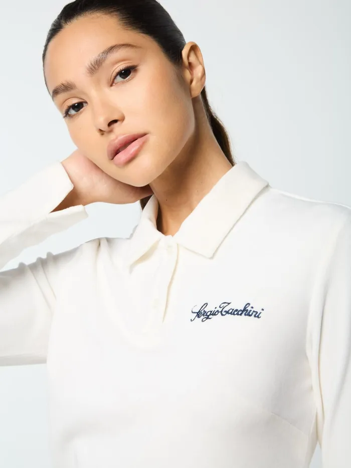 Men Velour Sergio Tacchini Veneto Velour Long Sleeve Polo Gardenia