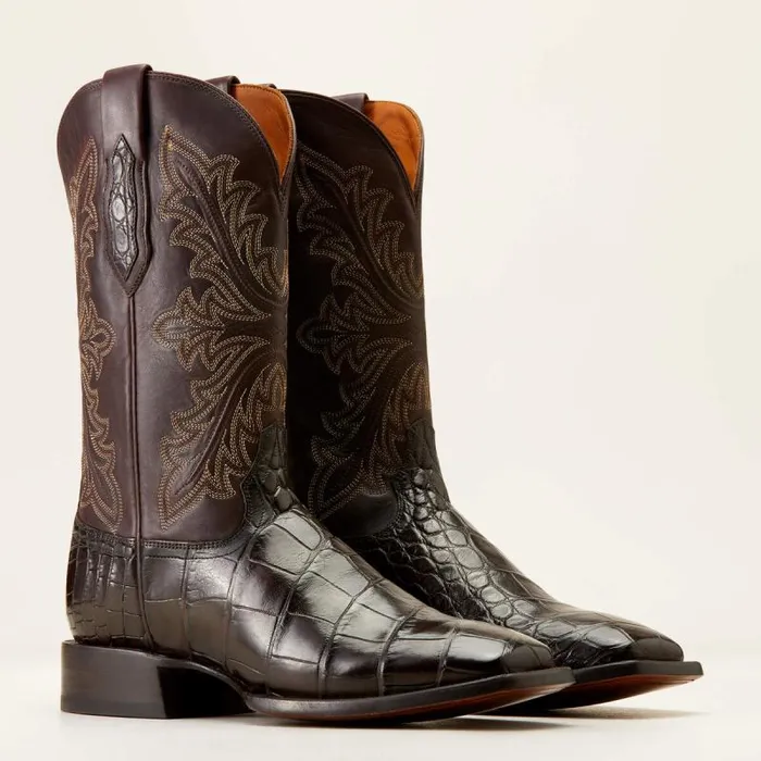 Men Western Boots Ariat Bench Made Bassett Western Boot Hickory American Alligator Men Western Boots Ariat Bench Made Bassett Western Boot Hickory American Alligator