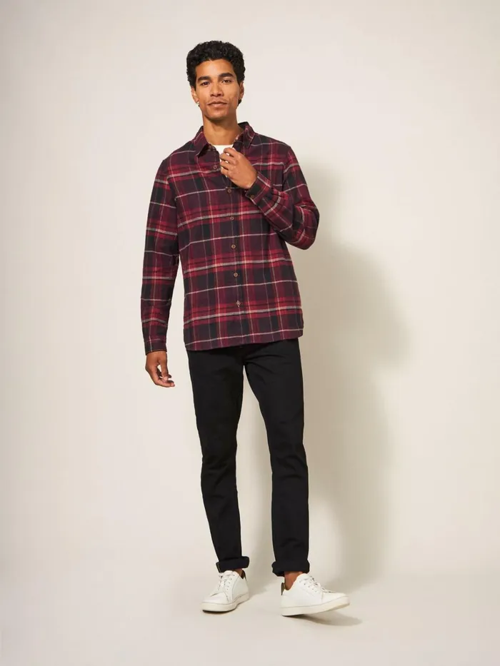 Men White Stuff Shirts Moxley Brushed Check Shirt Dk Red Men White Stuff Shirts Moxley Brushed Check Shirt Dk Red