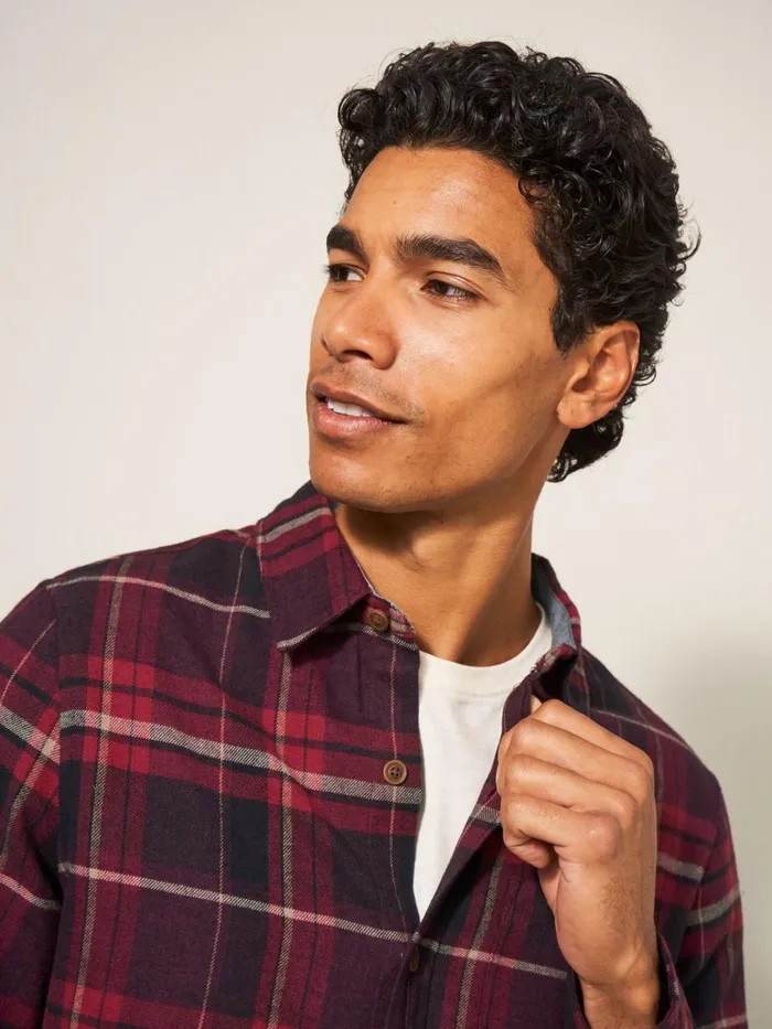 Men White Stuff Shirts Moxley Brushed Check Shirt Dk Red Men White Stuff Shirts Moxley Brushed Check Shirt Dk Red