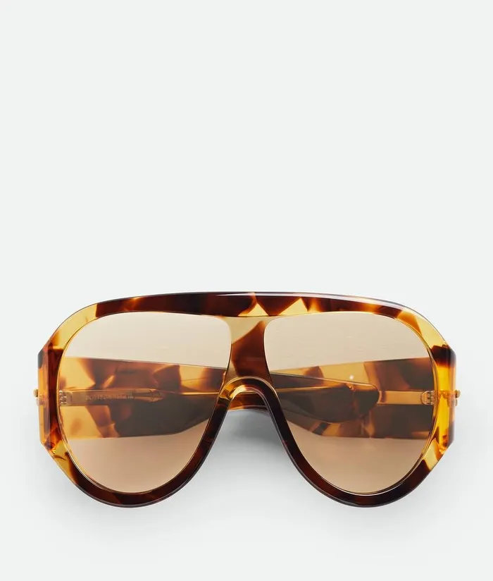 MenWomen Bottega Veneta Sunglasses Scudo Shield Sunglasses Havanabrown