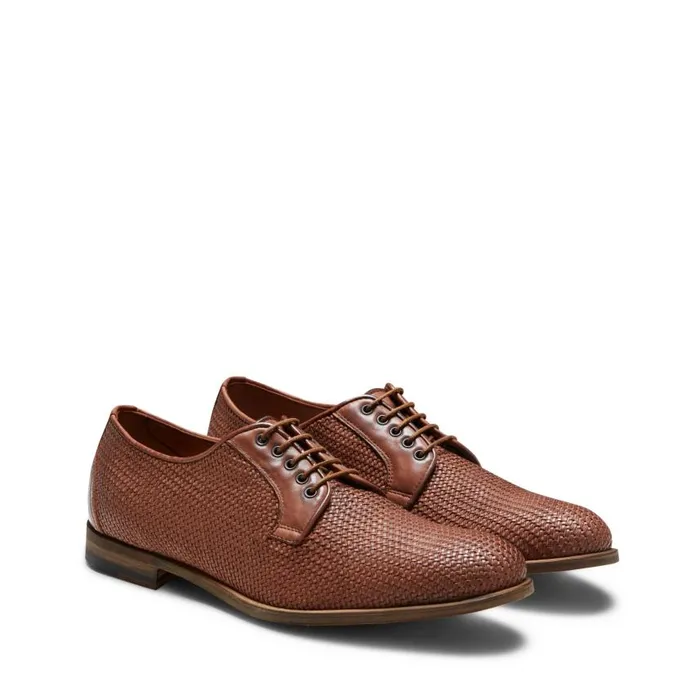 Men Woven Leather Laceup Shoe Tobacco Brown Fratelli Rossetti LaceUp Shoes Men Woven Leather Laceup Shoe Tobacco Brown Fratelli Rossetti LaceUp Shoes