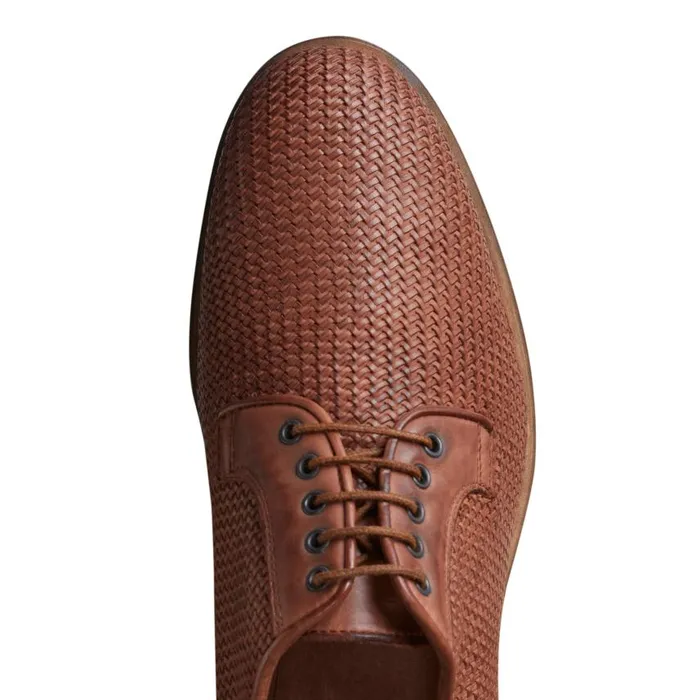 Men Woven Leather Laceup Shoe Tobacco Brown Fratelli Rossetti LaceUp Shoes Men Woven Leather Laceup Shoe Tobacco Brown Fratelli Rossetti LaceUp Shoes