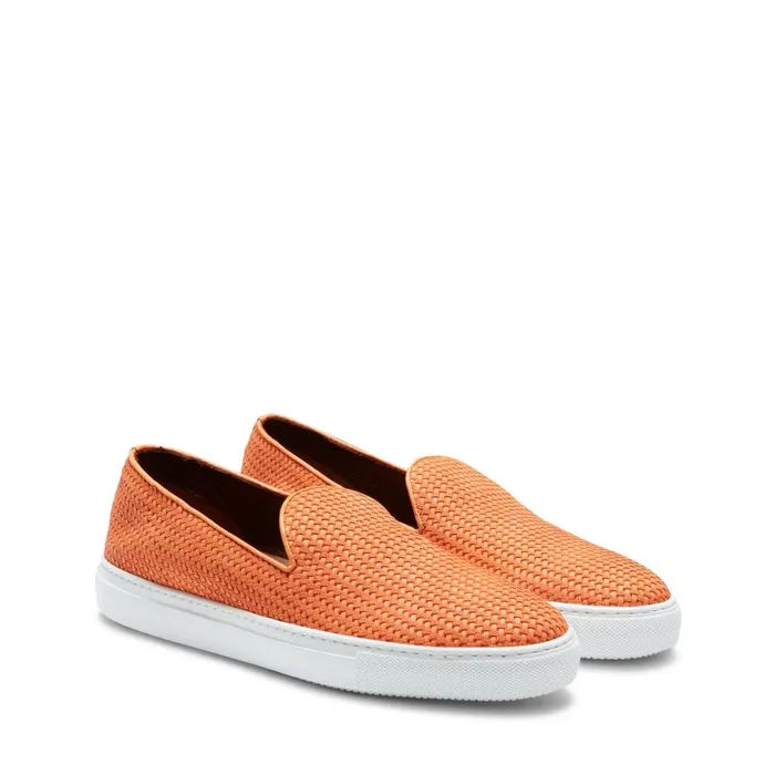Men Woven Suede Slippers Orange Fratelli Rossetti Slip On Men Woven Suede Slippers Orange Fratelli Rossetti Slip On