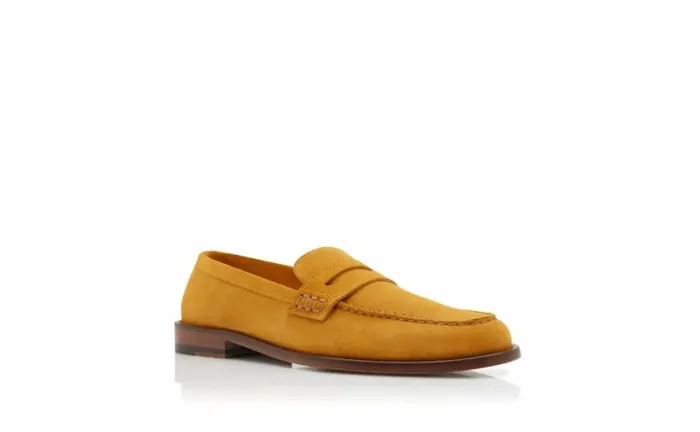 Men Yellow Suede Penny Loafers Manolo Blahnik Loafers