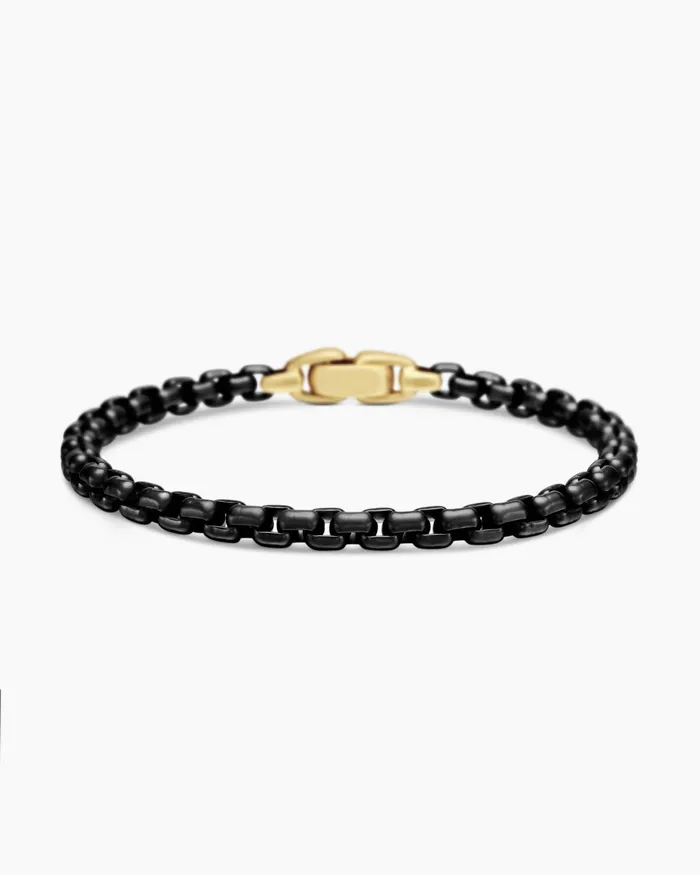 Mens Box Chain Bracelet In Stainless Steel With 14K Yellow Gold 5mm Men David Yurman Chain Mens Box Chain Bracelet In Stainless Steel With 14K Yellow Gold 5mm Men David Yurman Chain