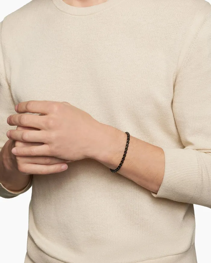 Mens Box Chain Bracelet In Stainless Steel With 14K Yellow Gold 5mm Men David Yurman Chain Mens Box Chain Bracelet In Stainless Steel With 14K Yellow Gold 5mm Men David Yurman Chain
