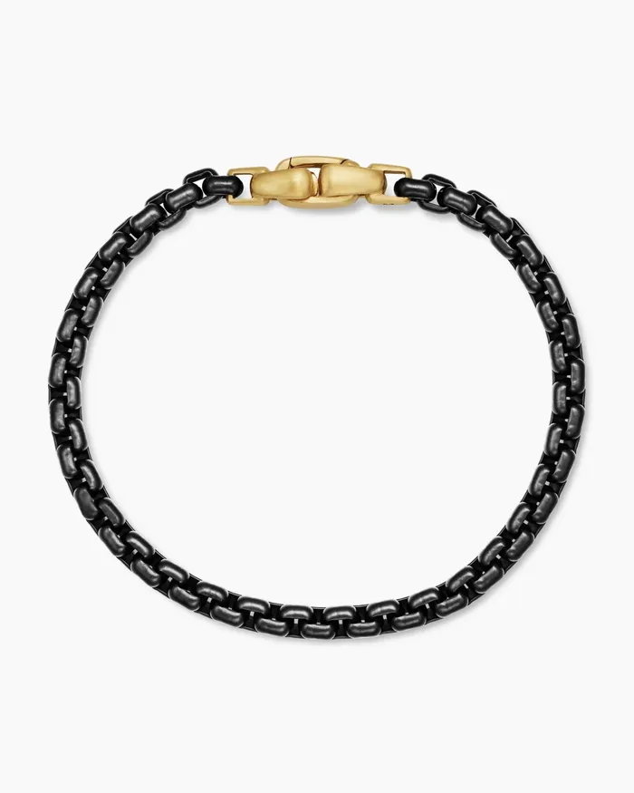 Mens Box Chain Bracelet In Stainless Steel With 14K Yellow Gold 5mm Men David Yurman Chain Mens Box Chain Bracelet In Stainless Steel With 14K Yellow Gold 5mm Men David Yurman Chain