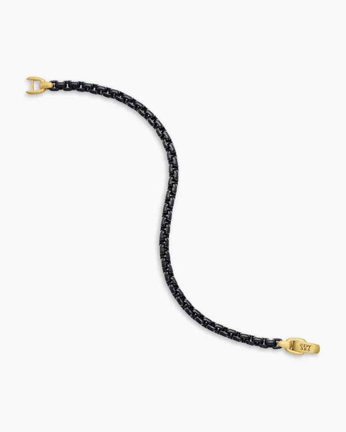 Mens Box Chain Bracelet In Stainless Steel With 14K Yellow Gold 5mm Men David Yurman Chain Mens Box Chain Bracelet In Stainless Steel With 14K Yellow Gold 5mm Men David Yurman Chain