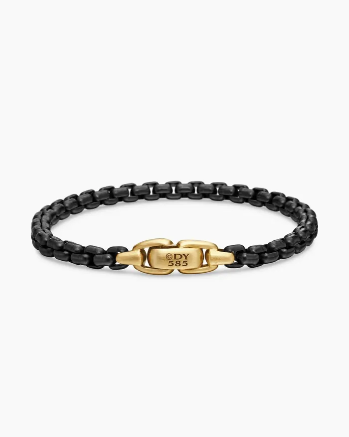 Mens Box Chain Bracelet In Stainless Steel With 14K Yellow Gold 5mm Men David Yurman Chain Mens Box Chain Bracelet In Stainless Steel With 14K Yellow Gold 5mm Men David Yurman Chain