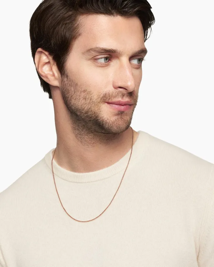 Mens Box Chain Necklace In 18K Rose Gold 17mm Men David Yurman Chains Mens Box Chain Necklace In 18K Rose Gold 17mm Men David Yurman Chains