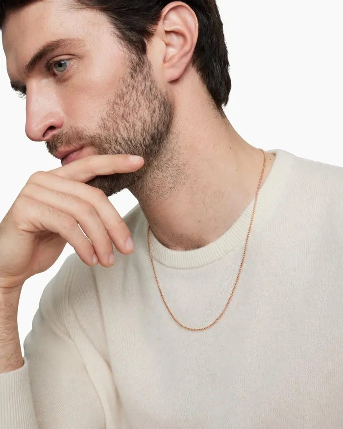 Mens Box Chain Necklace In 18K Rose Gold 17mm Men David Yurman Chains Mens Box Chain Necklace In 18K Rose Gold 17mm Men David Yurman Chains