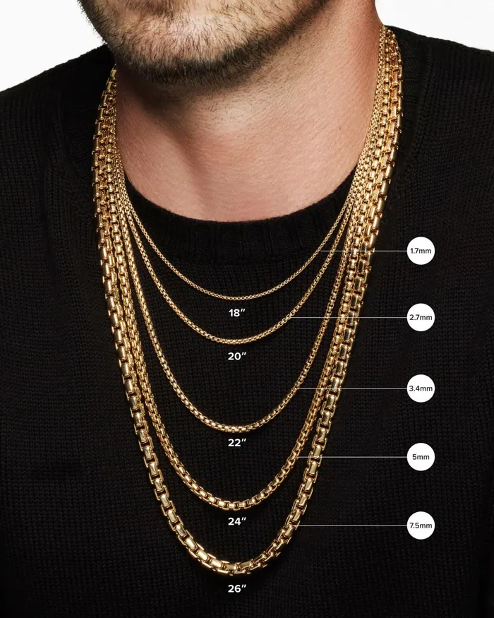 Mens Box Chain Necklace In 18K Rose Gold 17mm Men David Yurman Chains Mens Box Chain Necklace In 18K Rose Gold 17mm Men David Yurman Chains