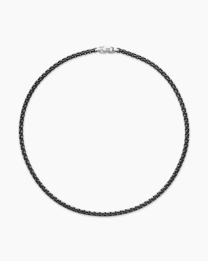 Mens Box Chain Necklace In Stainless Steel And Sterling Silver 5mm Men David Yurman Chains Mens Box Chain Necklace In Stainless Steel And Sterling Silver 5mm Men David Yurman Chains