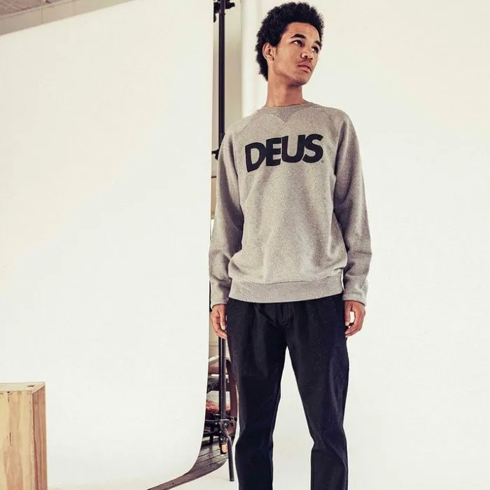 Mens Deus Ex Machina Classics All Caps Crew Sweater 8211 Grey Grey Mens Deus Ex Machina Classics All Caps Crew Sweater 8211 Grey Grey