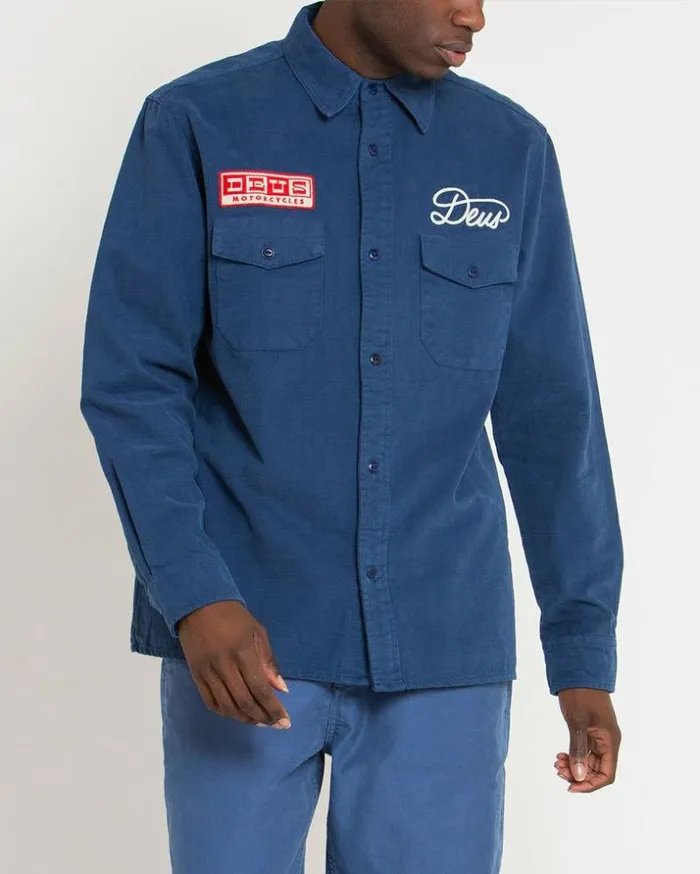 Mens Deus Ex Machina Shirts True Grit Shirt 8211 Ensign Blue Ensign Blue
