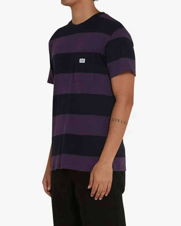 Mens Deus Ex Machina Tees Bruce Stripe Tee 8211 Night Shade Night Shade Mens Deus Ex Machina Tees Bruce Stripe Tee 8211 Night Shade Night Shade