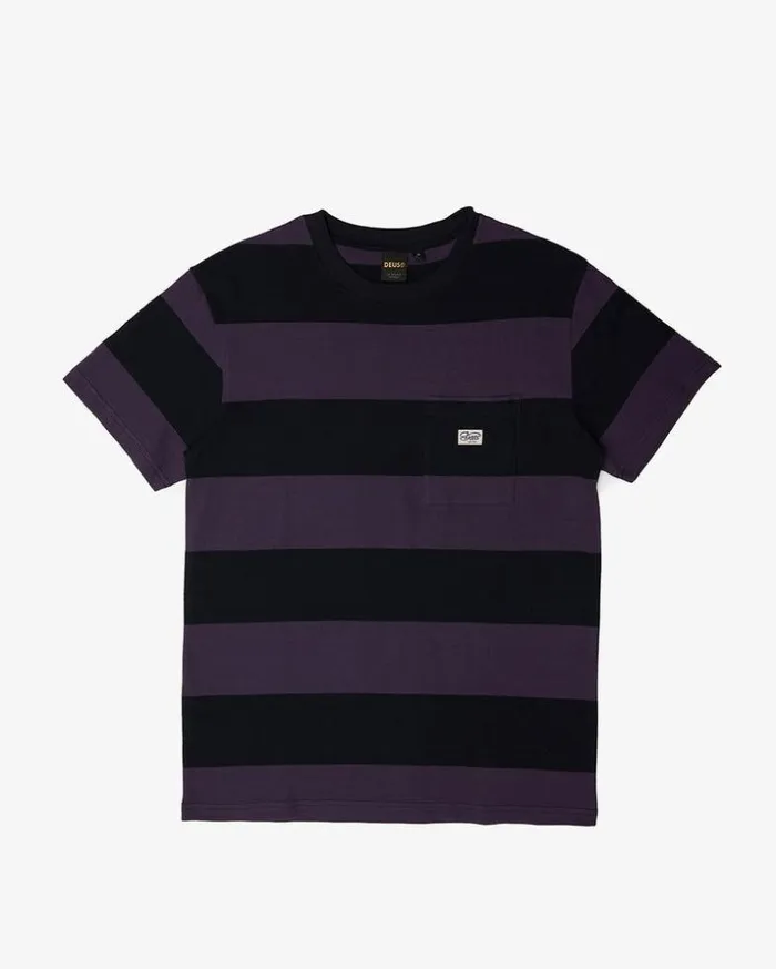 Mens Deus Ex Machina Tees Bruce Stripe Tee 8211 Night Shade Night Shade Mens Deus Ex Machina Tees Bruce Stripe Tee 8211 Night Shade Night Shade