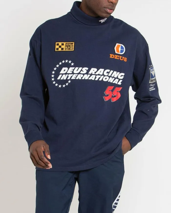 Mens Deus Ex Machina Tees International Racing Long Sleeve Tee 8211 Estate Blue Estate Blue Mens Deus Ex Machina Tees International Racing Long Sleeve Tee 8211 Estate Blue Estate Blue