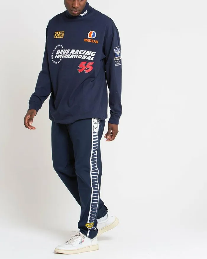 Mens Deus Ex Machina Tees International Racing Long Sleeve Tee 8211 Estate Blue Estate Blue Mens Deus Ex Machina Tees International Racing Long Sleeve Tee 8211 Estate Blue Estate Blue