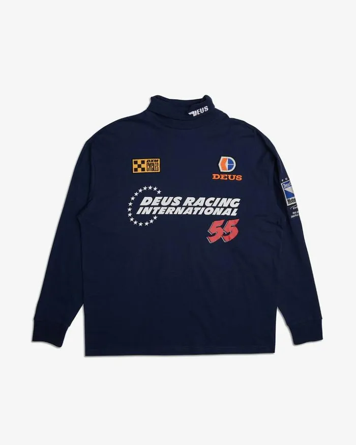 Mens Deus Ex Machina Tees International Racing Long Sleeve Tee 8211 Estate Blue Estate Blue Mens Deus Ex Machina Tees International Racing Long Sleeve Tee 8211 Estate Blue Estate Blue