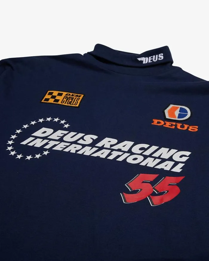 Mens Deus Ex Machina Tees International Racing Long Sleeve Tee 8211 Estate Blue Estate Blue Mens Deus Ex Machina Tees International Racing Long Sleeve Tee 8211 Estate Blue Estate Blue