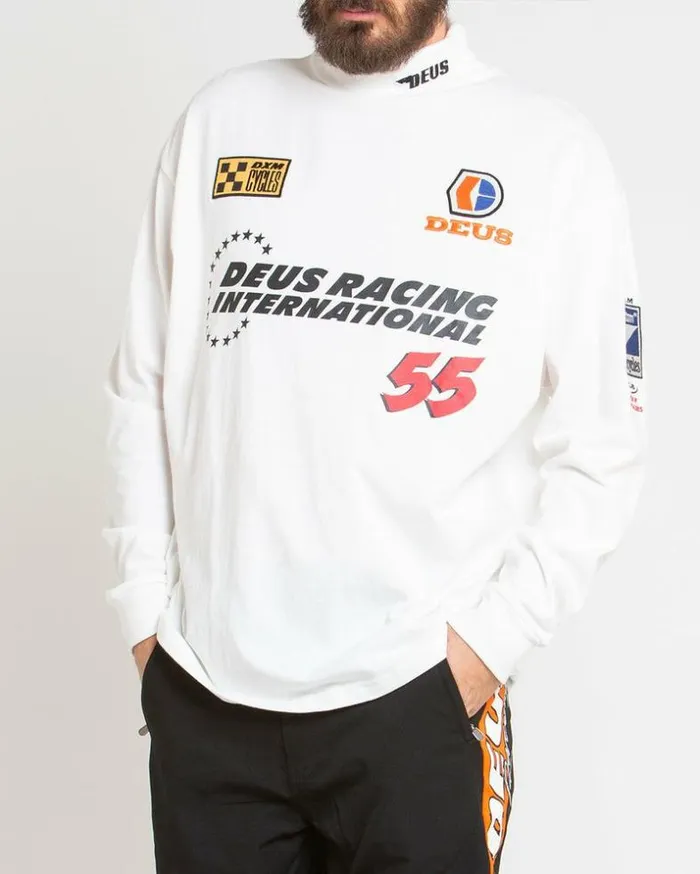 Mens Deus Ex Machina Tees International Racing Long Sleeve Tee 8211 Vintage White Vintage White Mens Deus Ex Machina Tees International Racing Long Sleeve Tee 8211 Vintage White Vintage White