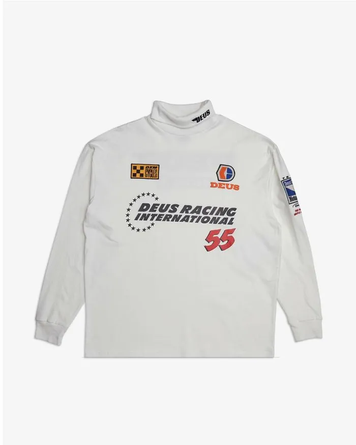 Mens Deus Ex Machina Tees International Racing Long Sleeve Tee 8211 Vintage White Vintage White