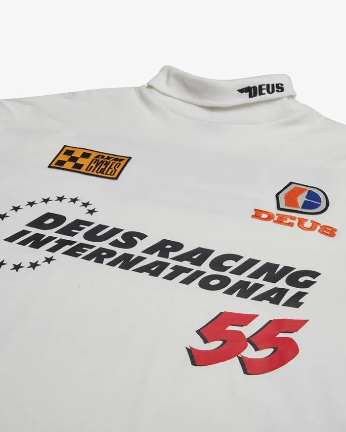 Mens Deus Ex Machina Tees International Racing Long Sleeve Tee 8211 Vintage White Vintage White